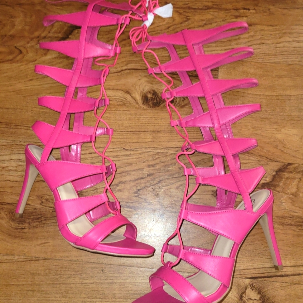 Paprika straped sandal heel